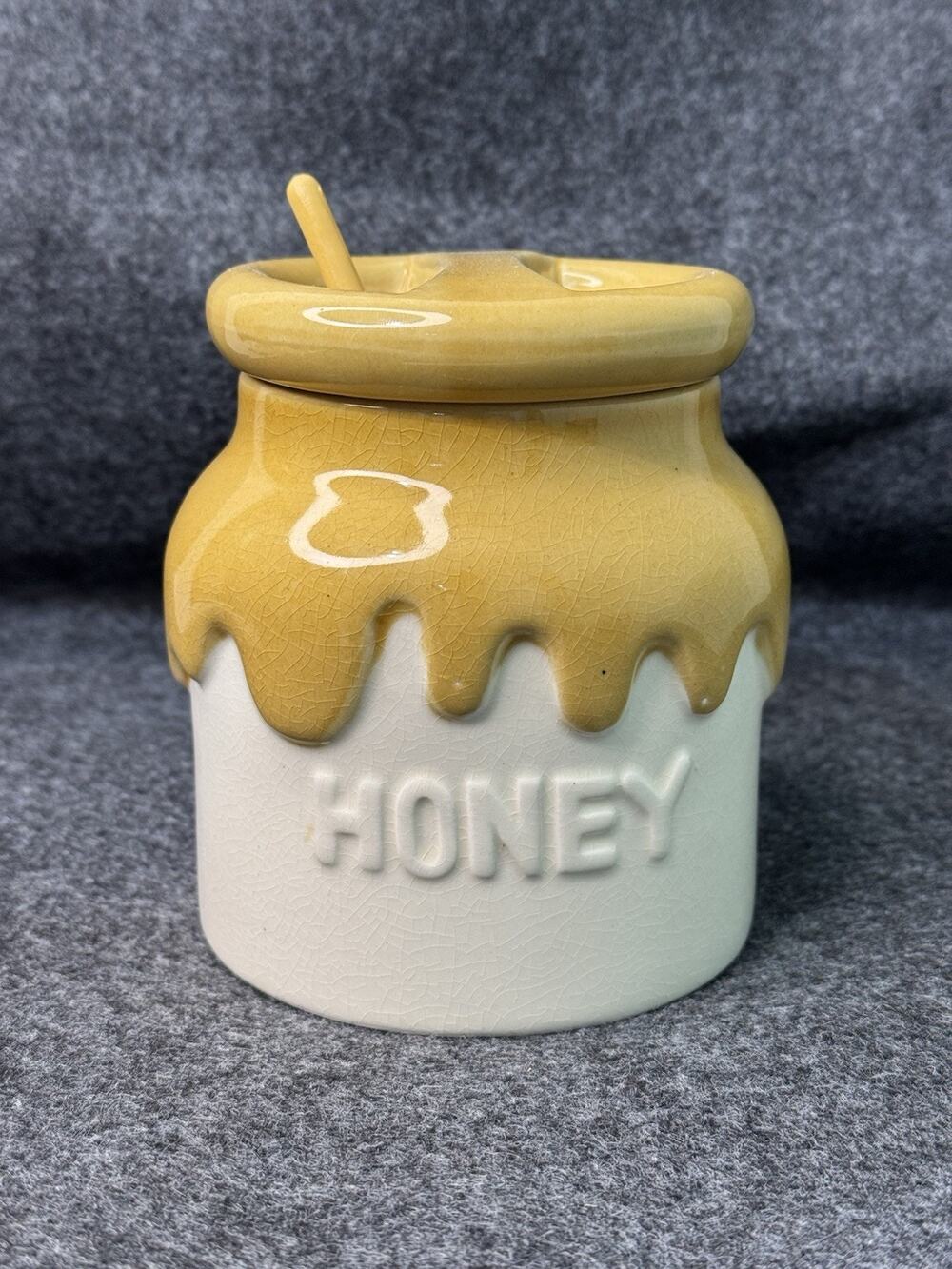 Teleflora 1981 Japan Ceramic Honey Pot Cream Jar Base Dripping Decor Winnie Pooh